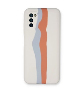 Samsung Galaxy A03s Kılıf Ebruli Lansman Silikon - Beyaz-turuncu