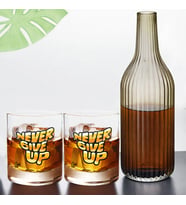 BK Gift DTF Motto Tasarımlı İkili Viski Kadehi ve Karaf Seti-4, Arkadaşa Hediye, Sevgiliye Hediye