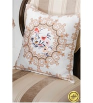 Frame Baskılı Kumaş Kreme Çiçekli Kırlent Kılıfı 45x45 İkili 1433
