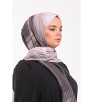 Geometrik Desen Pavia Seri Şal Eşarp Askısı ile Birlikte 90X200 cm Vizon Bej Siy