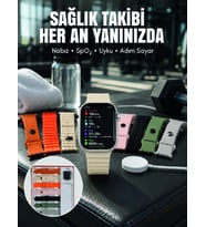 7'li Kordon Setli Akıllı Saat Bluetooth Görüşme Bildirim Destekli Çok Fonksiyonlu Smart Watch