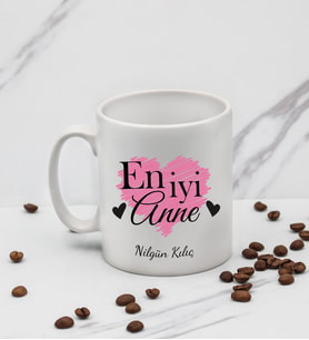 Kişiye Özel En İyi Anne Kalp Tasarım Kupa Anneye Hediye Kupa Bardak Mug T3