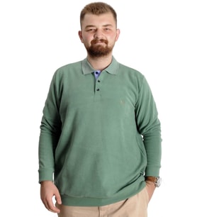Mode XL Büyük Beden Erkek Sweat Polo Selanik Nakışlı 20440 Çağla