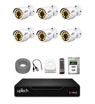 UPTECH Full HD 6 Kameralı Gece Renkli Görüş Su Geçirmez Güvenlik Kamera Seti 1 TB HDD 2239