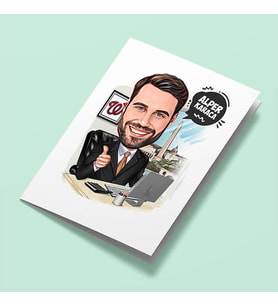 Kişiye Özel Plaza Erkeği Karikatürlü Tebrik Kartı