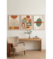 Modern Geometrik Soyut Tasarım 3’lü Ahşap Çerçeveli Tablo Seti