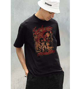 Slayer Psychopathy Baskılı Unisex Oversize Müzik Grubu Tişört
