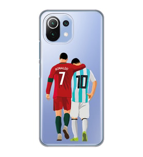 Xiaomi Mi 11 Lite Uyumlu Lionel Messi ve Cristiano Ronaldo Desenli Şeffaf Telefon Kılıfı