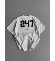 Baskılı Oversize Bisiklet Yaka T-shirt - Beyaz