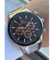 Ferro Çelik Kordon İç Fonksiyonları Aktif Chronograph 30 Mt Su Geçirmez Erkek Kol Saati EFM.1367.J2 (Gri - Siyah)
