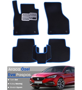 SEAT LEON HYBRİD (2020-2024) Uyumlu EVA Paspas Tam Set–Oto Paspas,Araca Özel,Kolay Montaj