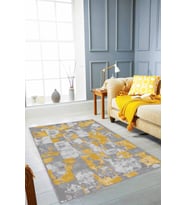 Sarı Vintage Kaymaz Tabanlı Makinede Yıkanabilir Halı SU06 - 100 x 160 cm