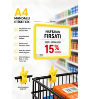 A4 Mandallı Fiyatlık Etiketlik Sepet Raf Askılık Fiyat Etiketi Çerçeveli Market Mağaza Sarı
