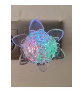Renkli Gül Figürlü RGB Fişli Dekoratif Çocuk Odası Gece Lambası (Krem)