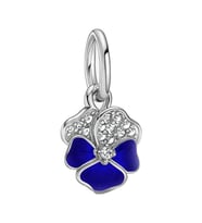 Nur Silver Lacivert Yaprak Detay Yonca Sallantılı Gümüş Charm NUR-BL09091