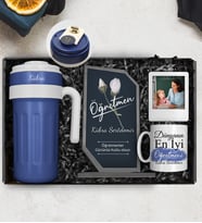 Öğretmenler Gününe Özel Kişiye Özel Çelik 700 ML Dereceli Termos & Özel Tasarım Plaket & Kişiye Özel Kupa & Çerçeve Hediye Seti