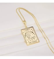 Kişiye Özel The Moon Tarot Kolye 925K Gümüş (Gold)