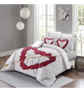 MonoHome Raspberry Heart Çift Kişilik Nevresim Takımı 3D Pamuk Saten (Beyaz)