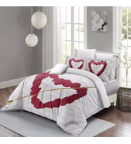 MonoHome Raspberry Heart Çift Kişilik Nevresim Takımı 3D Pamuk Saten (Beyaz)