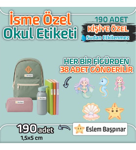 Kapbirhediye Okul Etiketi Isme Özel Kalem Defter Etiketi Deniz Canlıları Temalı 190 Adet