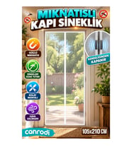 105x210 CM Mıknatıslı Kapı Sineklik Tülü Çift Taraflı Bantlı Kendiliğinden Kapanan