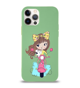 Apple iPhone 12 Pro Max Uyumlu Lansman Kılıf Vespagirl Tasarımlı Altı Kapalı İçi Kadife Kaplı  Kapak (Şeffaf)
