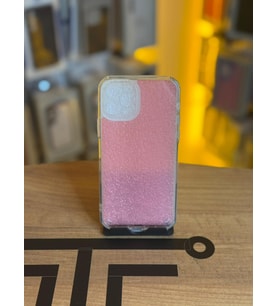 iPhone 12 / 12 Pro Uyumlu Parıltılı Desenli Renkli Şeffaf Silikon Kılıf (Pembe)