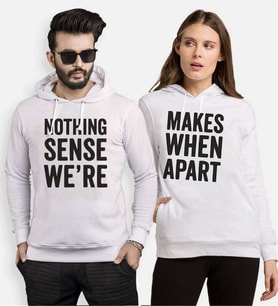 Tshirthane Nothing Sense We're Sevgili Kombinleri Kapüşonlu Kombini (Tek Ürün Fiyatıdır.)
