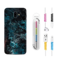 Samsung J6 Plus J7 Prime J7 Pro M20 Kılıf Kablo Koruma Spiral Silikon Colorful Abstract 1384