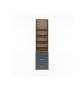 Hyperion Dolap 4 Raflı 3 Çekmeceli 60x44x243 Çam-Antrasit