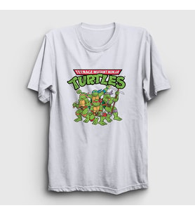 Presmono Unisex Beyaz Poster Teenage Mutant Ninja Turtles T-Shirt 325927tt