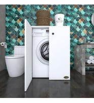 Kenzlife çamaşır makinesi dolabı kapaklı tatyana byz 90*70*60 banyo ofis kapaklı arkalıksız (Karışık)