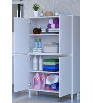 Eliusta Nuve Geniş Depolama Alanlı Dolap 90 cm Banyo/Mutfak Çok Fonksiyonlu 90x138x32,5 cm Saklama Dolabı (Beyaz)