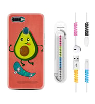Oppo A5S A15 A16 A54 A55 A73 A74 Kılıf Kablo Koruma Spiral Silikon Avokado Skate 1741
