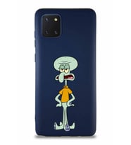 Samsung Galaxy Note 10 Lite Soft Premier Kapak Squidward Dokunaç Tasarımlı Silikon Kılıf - Lacivert (Şeffaf)
