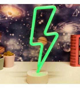 MOBGİFT Yeşil Şimşek Model Neon Led Işıklı Masa Lambası Dekoratif Aydınlatma Gece Lambası