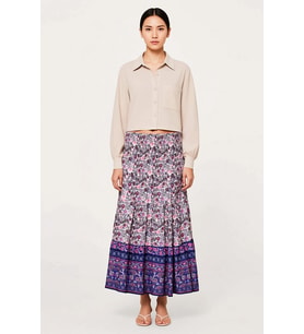 Kadın Maxi Etek Yüksek Bel A-Line Kesim Çiçek Desen Viskoz Dokuma Yazlık Rahat Günlük Modern Şık