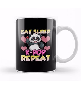 Cute Eat Sleep K Pop Repeat Kawaii Panda KPop Kupa Bardak Porselen