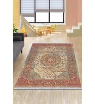 Pembe Klasik Göbekli Dokuma Pamuk Taban Kaymaz Kilim KLM027
