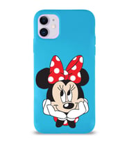 Apple iPhone 11 Uyumlu Lansman Kılıf Minnie Mouse Tasarımlı Altı Kapalı İçi Kadife Kaplı  Kapak (Şeffaf)