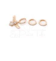 Zirkon Taşlı Rose Gold Renk Arı Küpe Seti