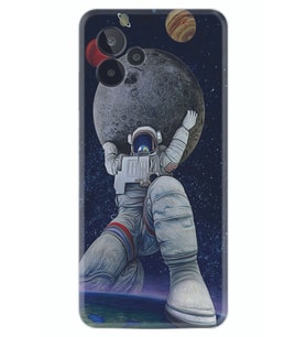 General Mobile GM 24 Pro Kılıf Silikon Desen Özel Seri Astronot ve Dünya 1759