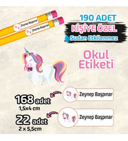 Okul Etiketi Kişiye Özel Kalem Defter Etiketi 190 Adet