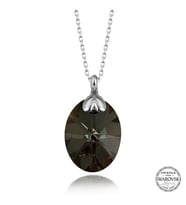 Swarovski Crystal Taşlı Oval Gümüş Kadın Kolye