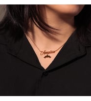 Kişiye Özel Yarasa Charm İsim Kolye 925K Gümüş (Rose)