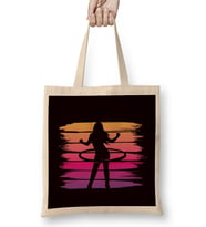 Vintage Hula Hoop Girl Hula Hooper Hooping Fitness Sports Bez Çanta Uzun Saplı