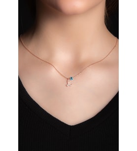 BeyazZirkonTaşlı LHarfKolye  Rose Gümüş AltınKaplama Kadın Gümüş Kolye 925 Ayar  (Rose-Beyaz)
