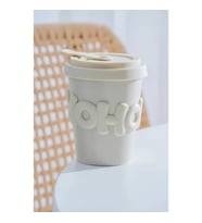 Ruby Silikon Kapaklı Porselen Kupa Krem - 380 ml MSK129