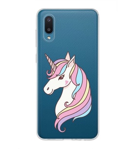 Samsung Galaxy A02 Uyumlu Kapak Unicorn Tasarımlı Şeffaf Silikon Kılıf