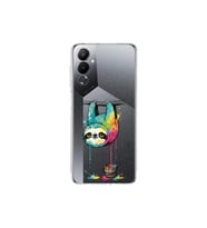 Tecno Pova 4 ile Uyumlu Splash Tembel Hayvan Tasarımlı Şeffaf Silikon Kılıf